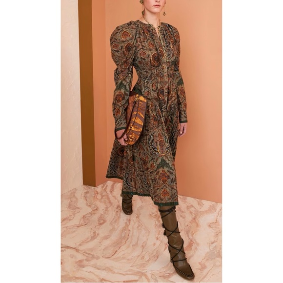 NWOT Ulla Johnson Midi Long-Sleeve Floral Anoush Cotton Dress - Picture 3 of 6